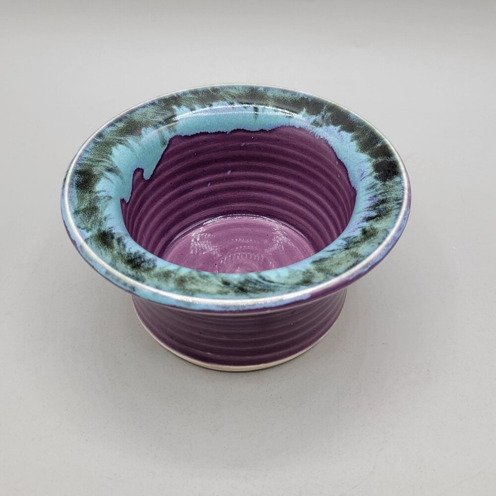 Mountain Kiln Pottery Purple & Blue Hand Thrown Vessel Candleholder Signed